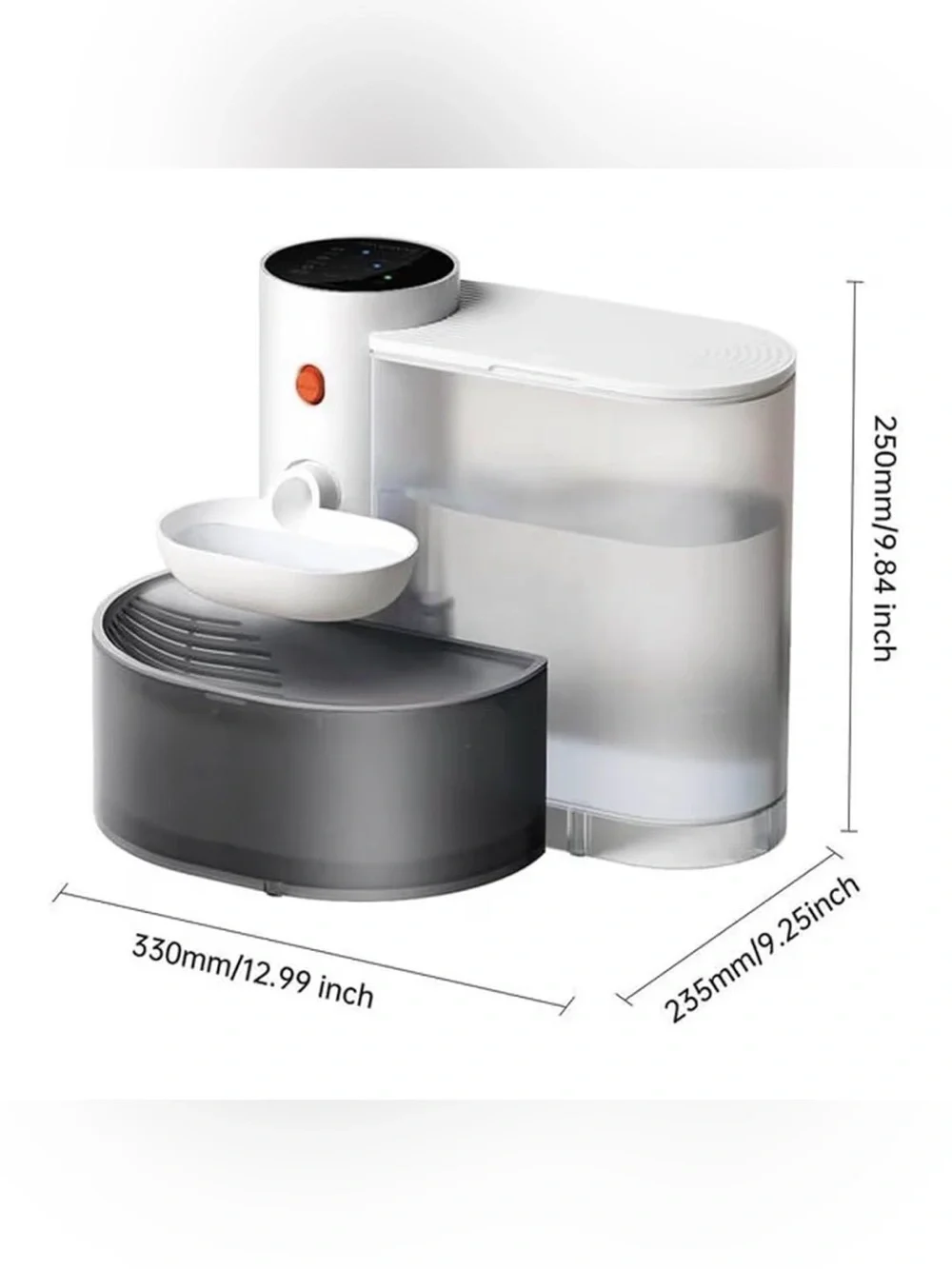 Automatic Pet Water Fountain Dispenser - Gray White, 3 L
